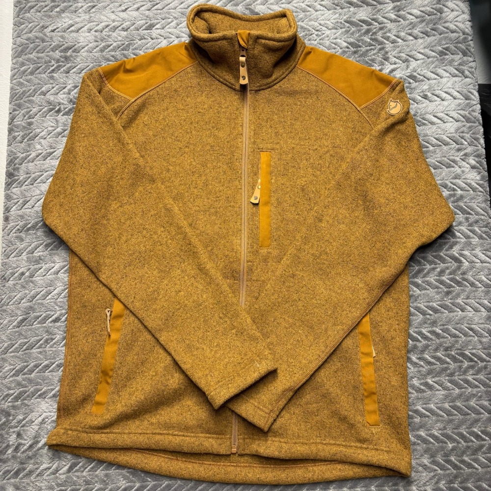 Fjallraven Buck Fleece Jacket Large Brown Excellent Full Zip Hiking 81328 (1996)